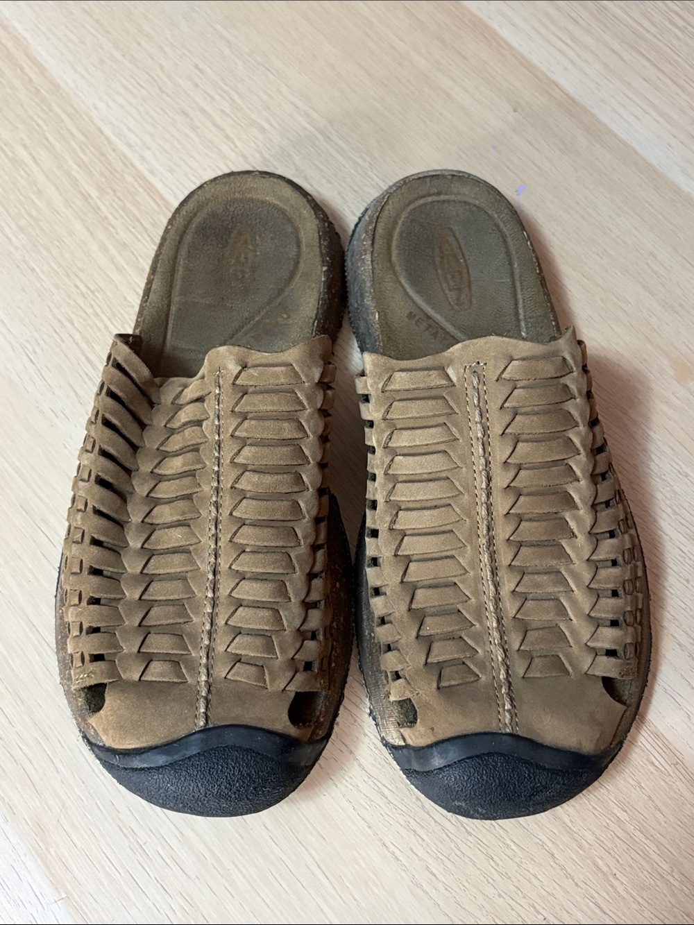 Keen Womens Tan Woven Slide Sandals